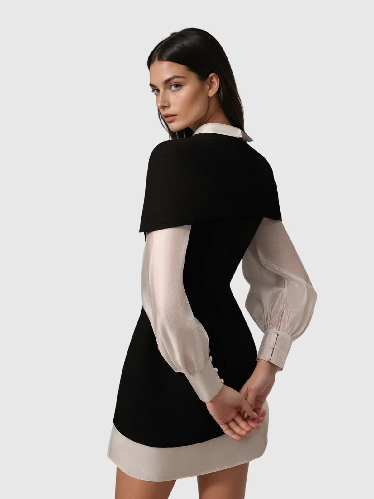 Braela Long Sleeve Shawl Mini Dress