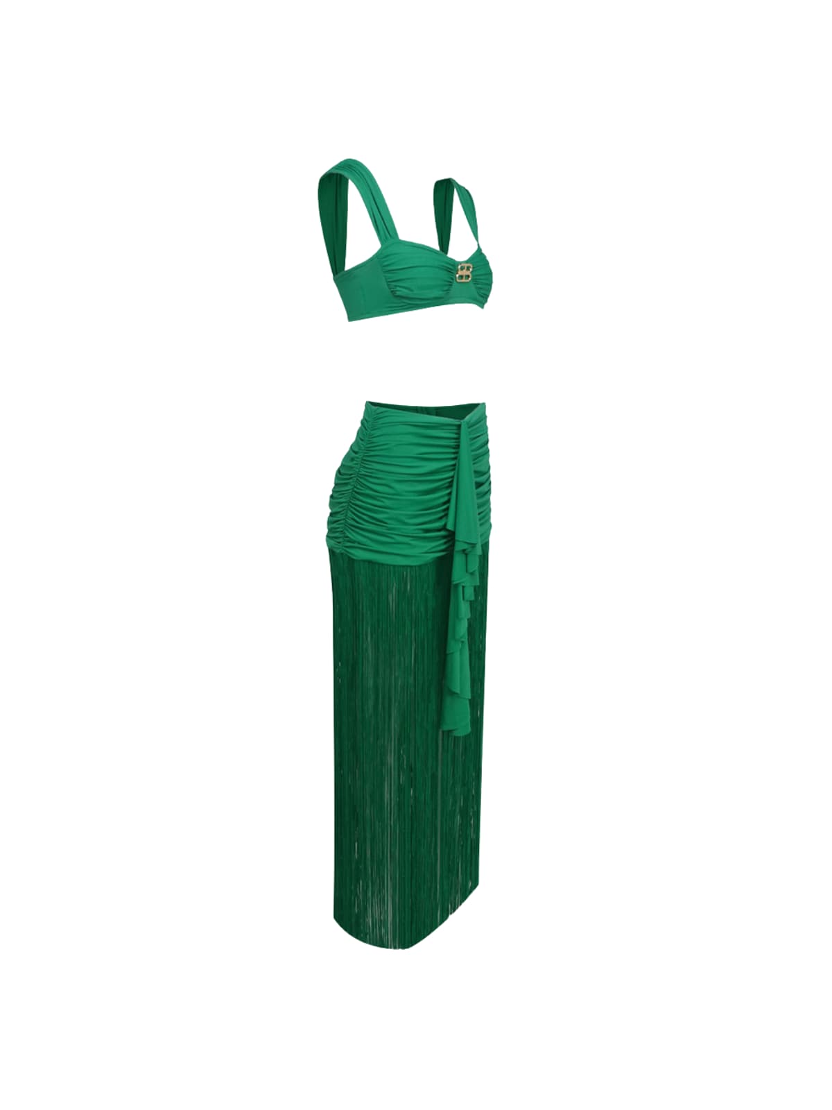 Ourania Ruched Fringe Skirt Set