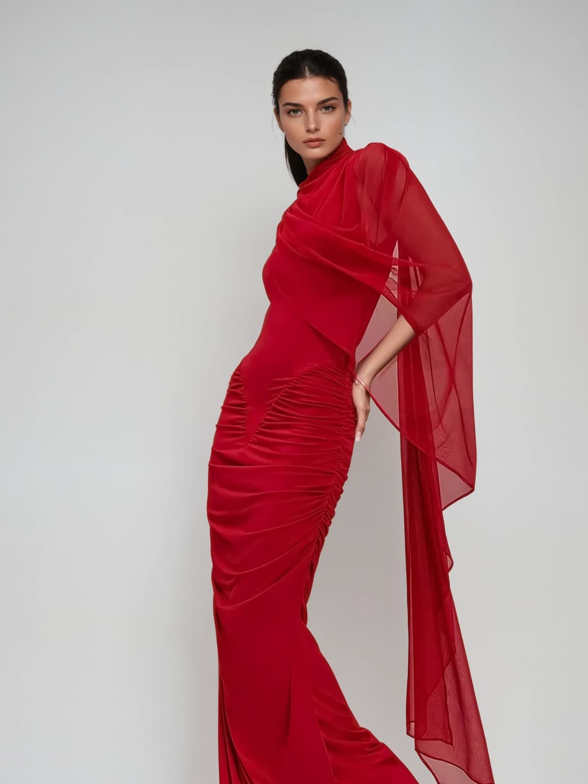 Overton One Shoulder Mesh Maxi Dress