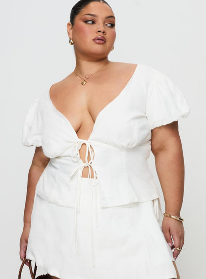 Wilhelmina Blouse Top White Curve