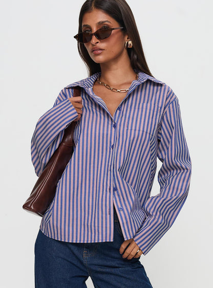 Trillian Long Sleeve Top Navy Stripe