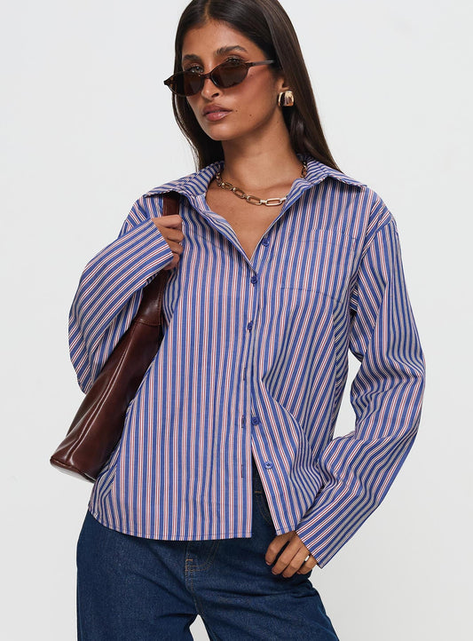 Trillian Long Sleeve Top Navy Stripe