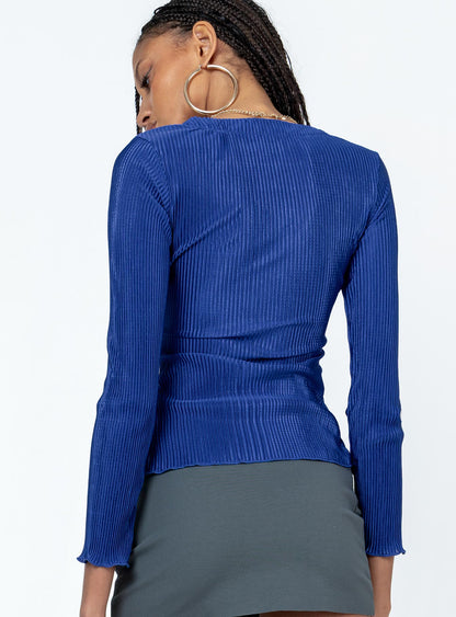 Gowan Long Sleeve Plisse Top Blue