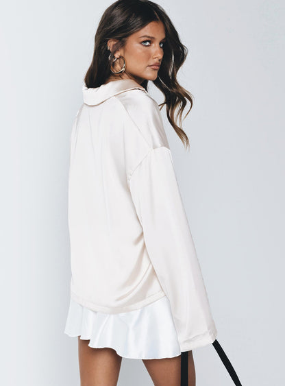 Sintra Satin Long Sleeve Shirt Champagne