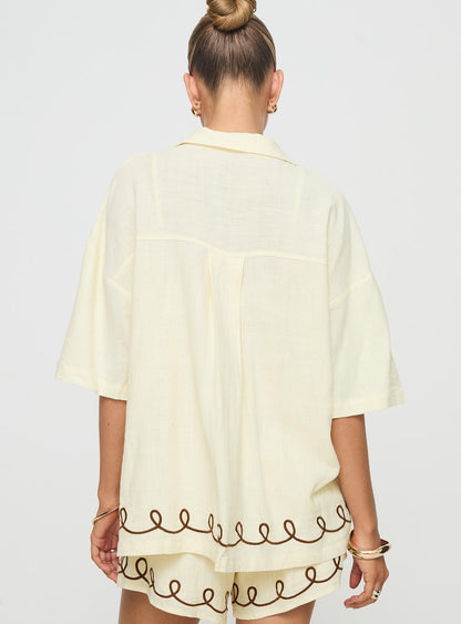 Jamari Linen Blend Shirt Cream / Brown
