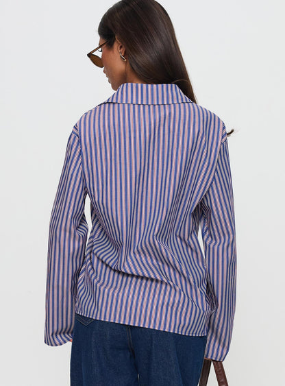 Trillian Long Sleeve Top Navy Stripe