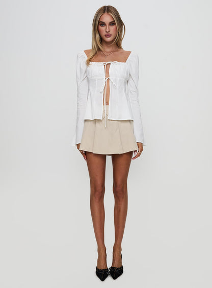 Lilibette Tie Up Long Sleeve Top White
