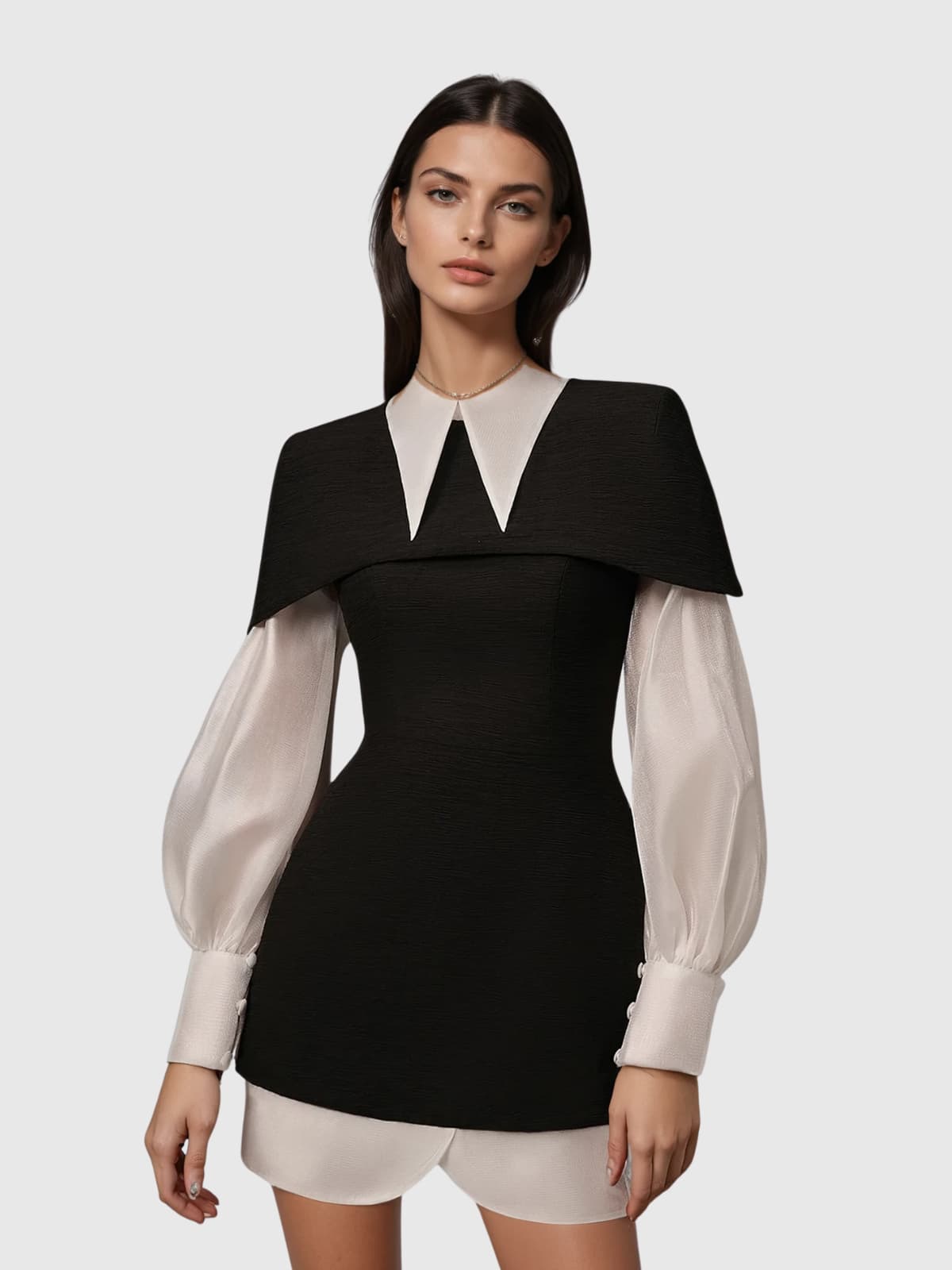Braela Long Sleeve Shawl Mini Dress