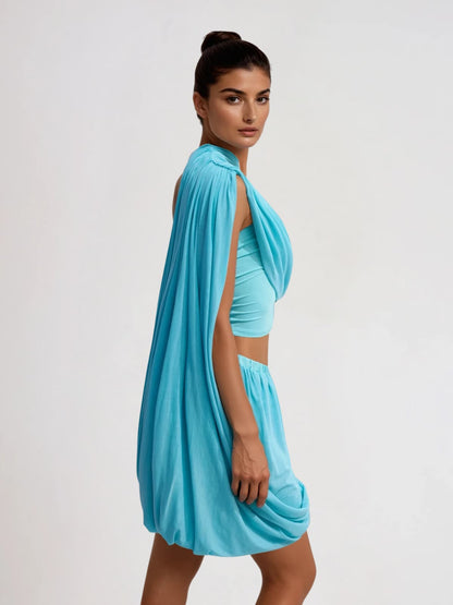 Caelen Shawl Ruched Skirt Set