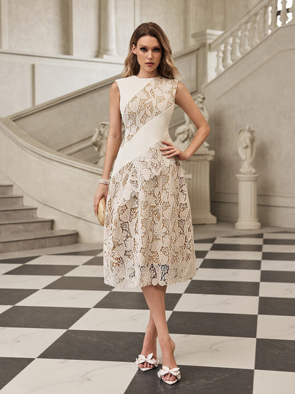 Fyrithia Sleeveless Lace Midi Dress