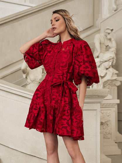 Galdris Puff Sleeve Printed Mini Dress