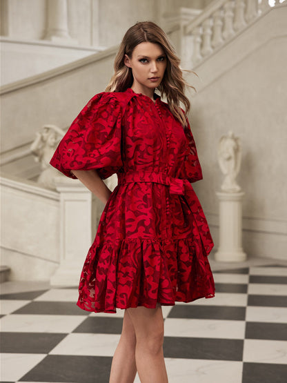 Galdris Puff Sleeve Printed Mini Dress