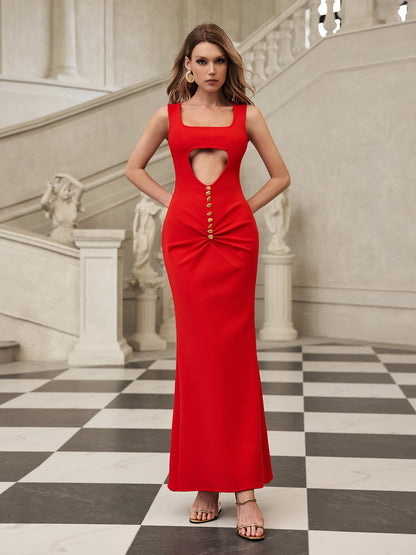 Gexia Sleeveless Heart Bandage Maxi Dress