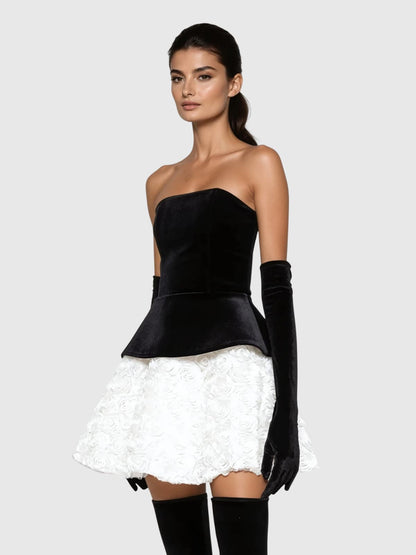 Kaavia Flower Velvet Skirt Set