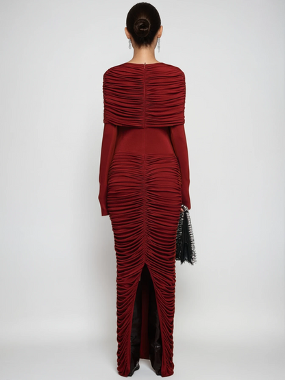 Liseli Long Sleeve Ruched Maxi Dress