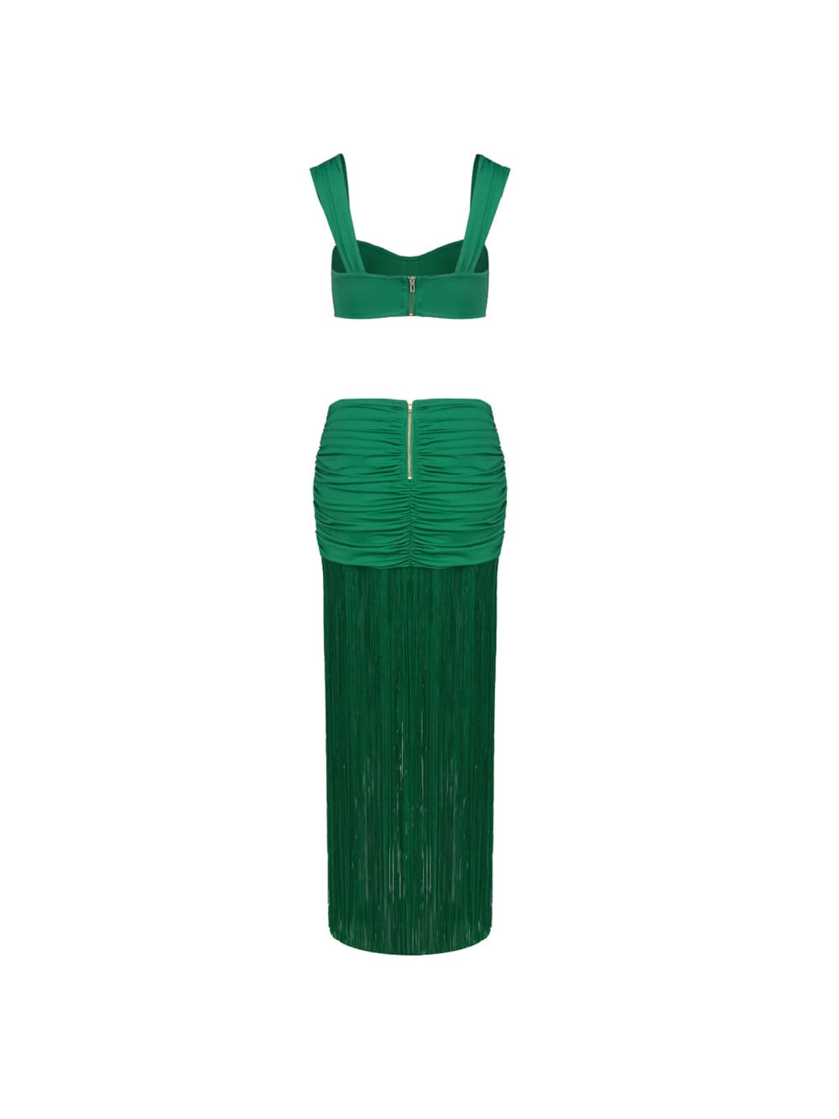 Ourania Ruched Fringe Skirt Set