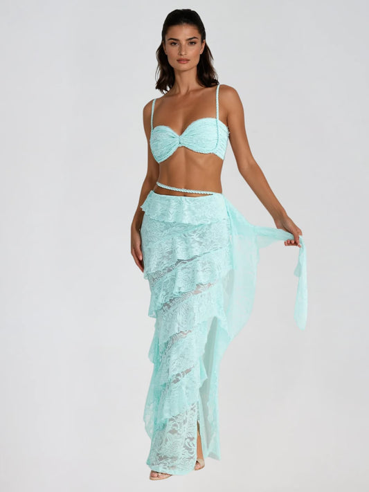 Zyrthos Spaghetti Lace Tiered Skirt Set